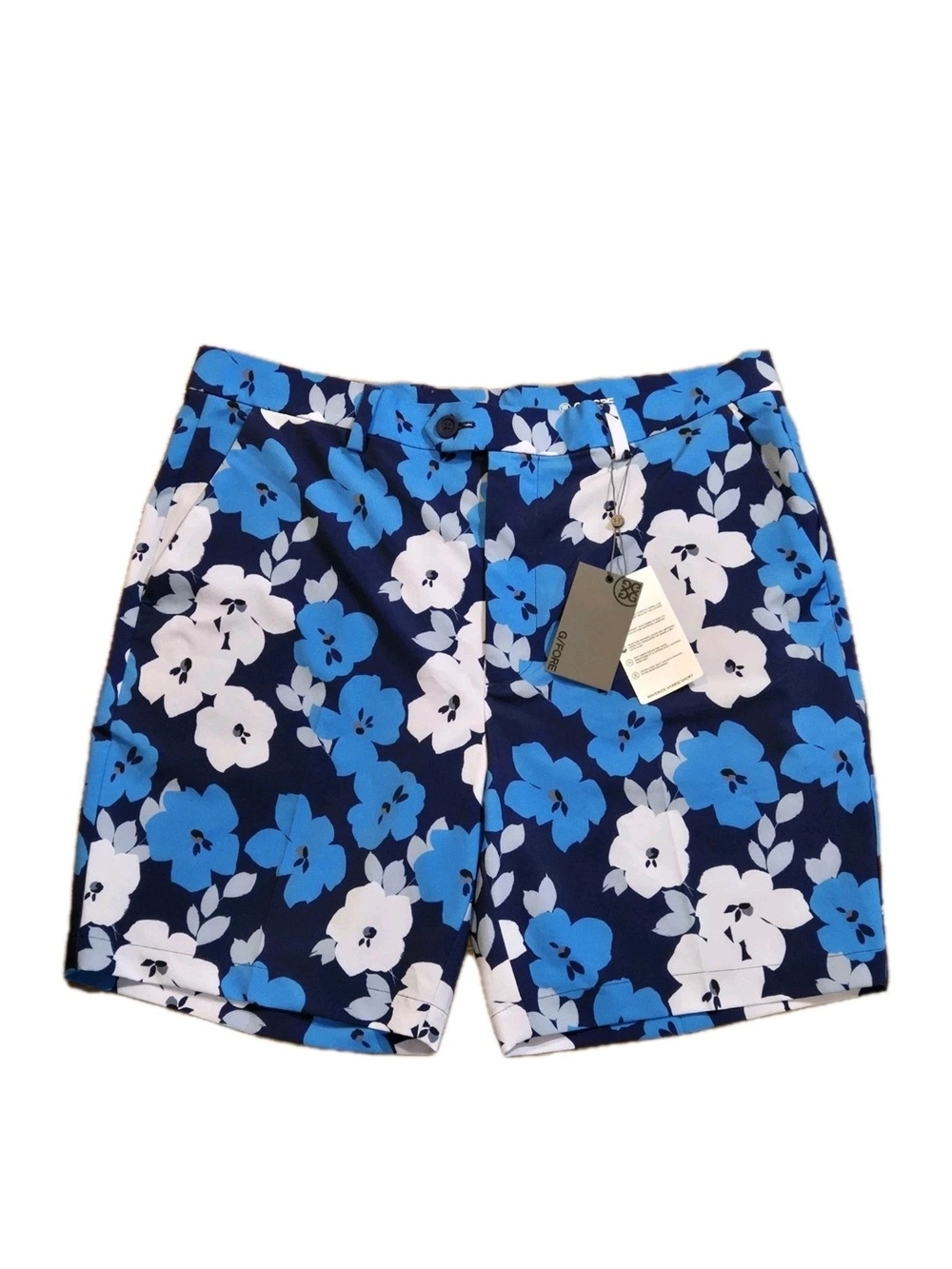NWT G/Fore G4 Maverick Hybrid Shorts Mens Size 36 Blue Floral Golf Stretch Wick